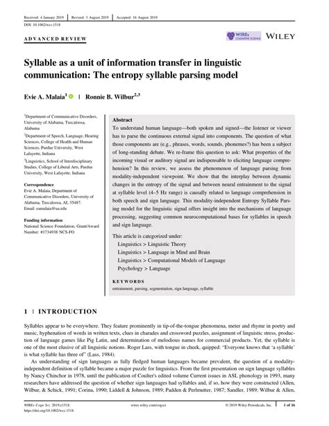 Syllable as a unit of information transfer in linguistic .